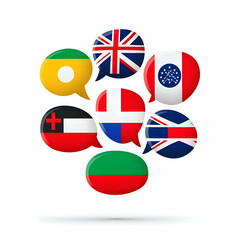 Colorful Speech Bubbles Representing Multiple Countries and Languages