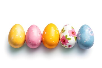 Obraz premium Colorful Easter Eggs with Floral and Dot Designs