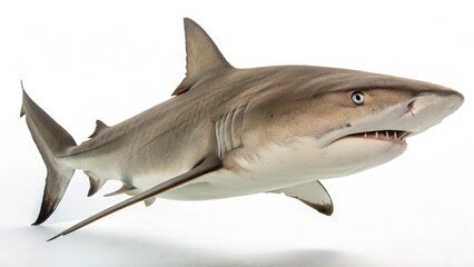 Obraz premium Bull shark in full view on white studio background