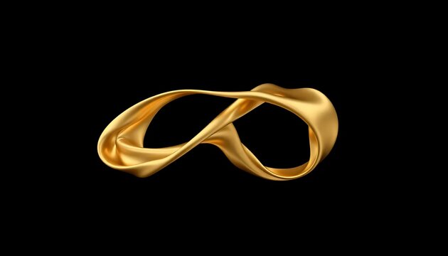 Twisted Golden Shape Black Background 3S Rendering Illustration
