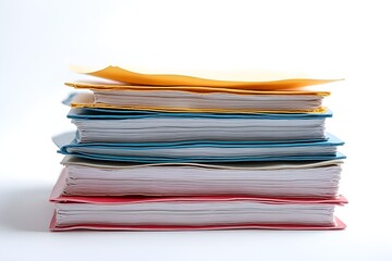 Colorful File Folders Stacked High - Office Documents Ready for Organization