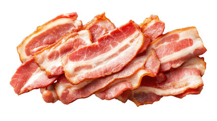 Obraz premium Fresh Raw Bacon Strips on a White Background for Culinary Use