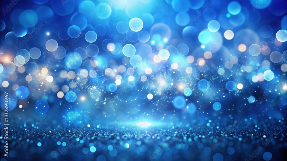 Aufkleber sparkling blue glitter background with abstract bokeh lights and soft focus