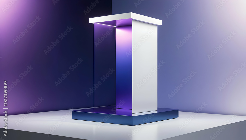 Aufkleber abstract display stand with gradient lighting and modern design