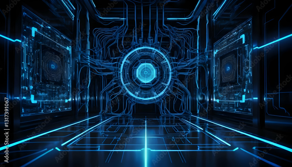 Aufkleber futuristic technology background with digital circuit patterns