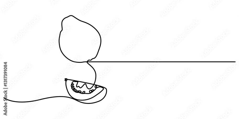 Poster guava one continuous line design. fruits symbol design concept. decorative elements drawn on a white