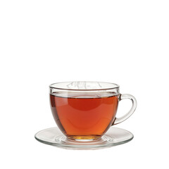 A cozy cup of hot tea steam rising gently on a white background Feel the warmth and comfort in every sip