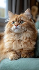 Obraz premium Cute persian cat relaxed sofa high resolution hd image