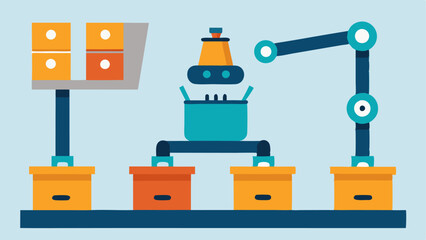 Sorting Mechanism A robot with multiple robotic arms sorting various items on a conveyor belt into categorized bins based on size and shape streamlining the operational flow.