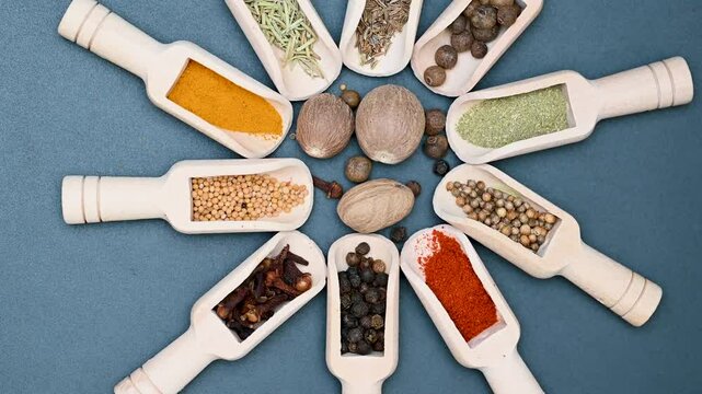 spice mix in wooden spoons