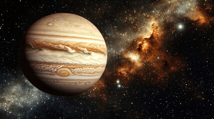 Jupiter: Majestic Giant in Cosmic Nebula