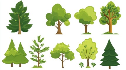 Cartoon tree collection - nature design for eco-friendly projects