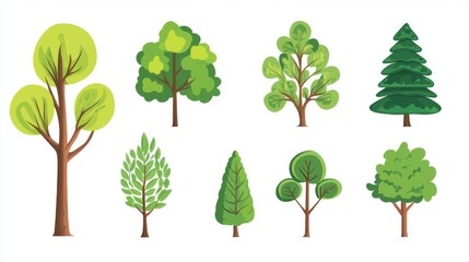 Obraz premium Collection of cartoon trees for nature and environmental designs