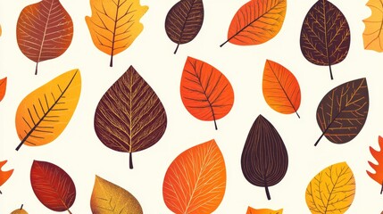 Obraz premium Autumn leaves pattern in vibrant fall colors for seasonal decoration design