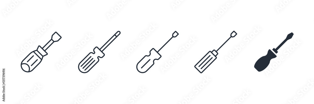 Aufkleber screwdriver icon symbol vector sign isolated on white background illustration for graphic and web de