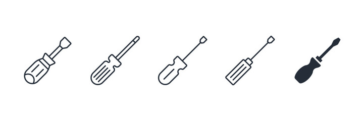 Screwdriver icon symbol vector sign isolated on white background illustration for graphic and web design