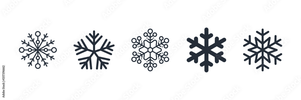 Aufkleber snowflake icon symbol vector sign isolated on white background illustration for graphic and web desi