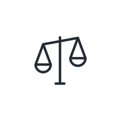 Balance Law scale icon symbol vector sign isolated on white background illustration for graphic and web design