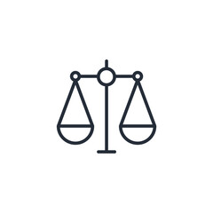 Balance Law scale icon symbol vector sign isolated on white background illustration for graphic and web design