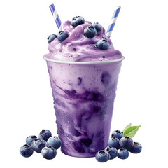blueberry milkshake isolated on transparent background © wannn