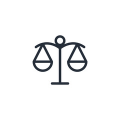 Balance Law scale icon symbol vector sign isolated on white background illustration for graphic and web design