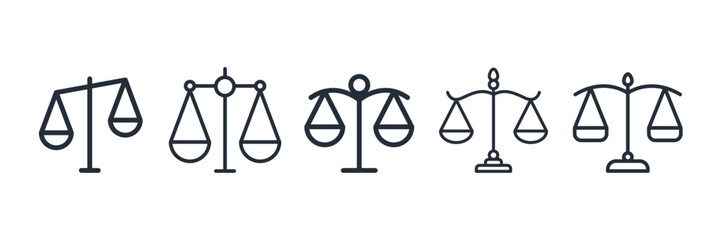 Balance Law scale icon symbol vector sign isolated on white background illustration for graphic and web design