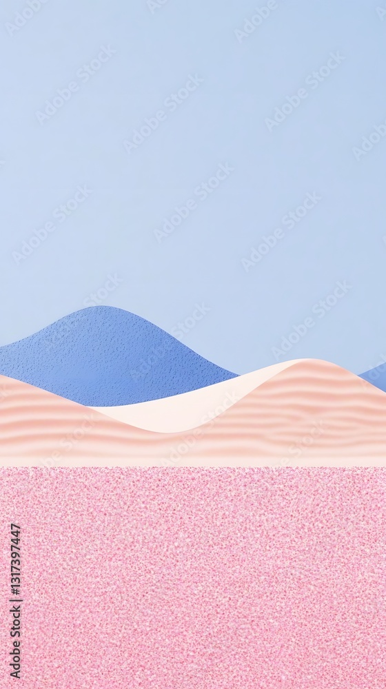 Poster abstract landscape design depicting layers of color and textured shapes