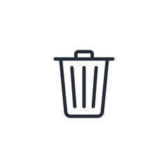delete, trash bin, garbage icon symbol vector sign isolated on white background illustration for graphic and web design