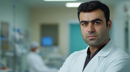 Fototapeta premium Focused medical professional in a hospital setting