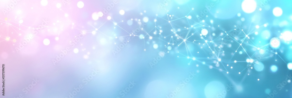 Poster abstract pastel bokeh background with connecting lines.