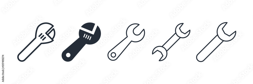 Aufkleber wrench icon symbol vector sign isolated on white background illustration for graphic and web design