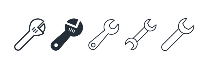 Wrench icon symbol vector sign isolated on white background illustration for graphic and web design
