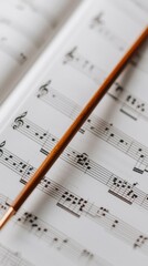Fototapeta premium Musical Score, Baton, Close-up