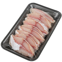 Packaged slices of fish fillets for convenient cooking options.