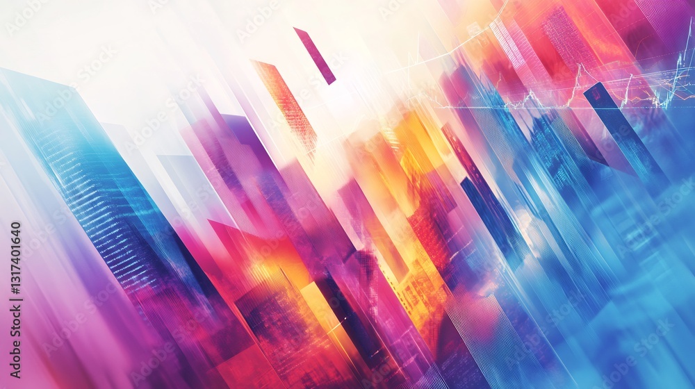 Poster Artistic representation of investment banking dynamic geometric form symbolizing merger acquisition IPOs