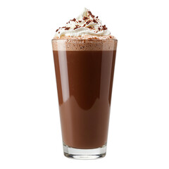 Indulge in a glass of dark chocolate milk topped with whipped cream and chocolate shavings Rich creamy and decadent   a comforting treat