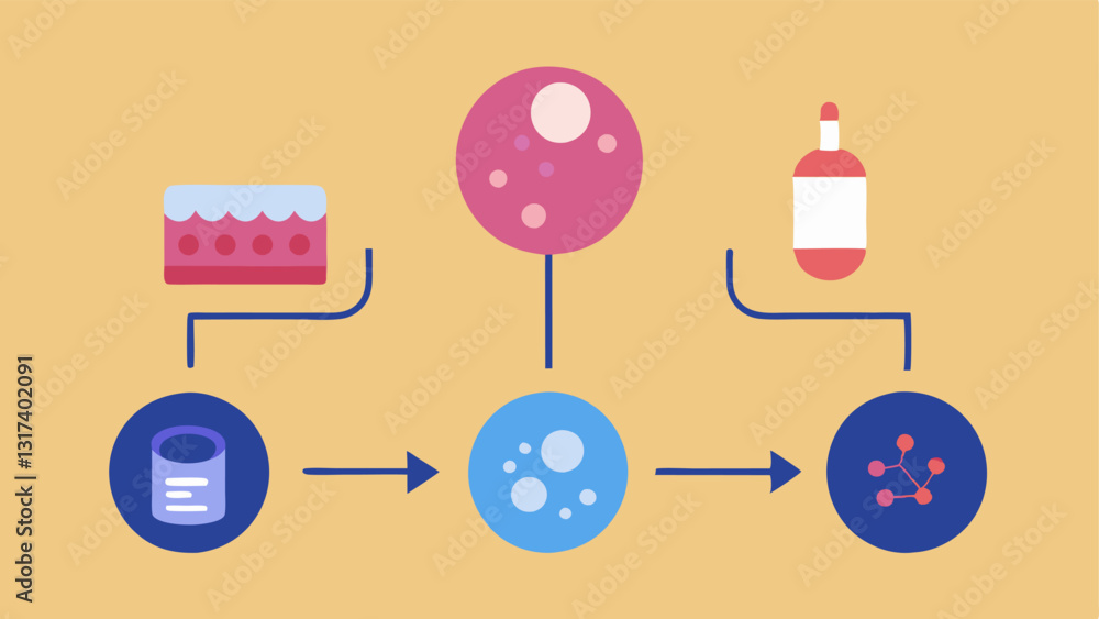 Poster scientific process a flowchart showing the process of exosome extraction treatment application and s