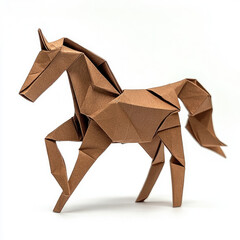 Origami Horse Easy DIY Paper Craft on white background