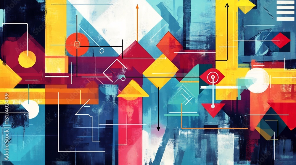 Aufkleber artistic representation of risk assessment featuring symbolic arrow geometric nodes highlighting ris