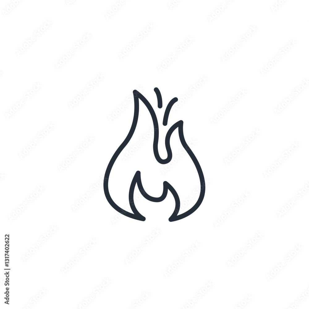 Poster Fire flame icon symbol vector sign isolated on white background illustration for graphic and web design