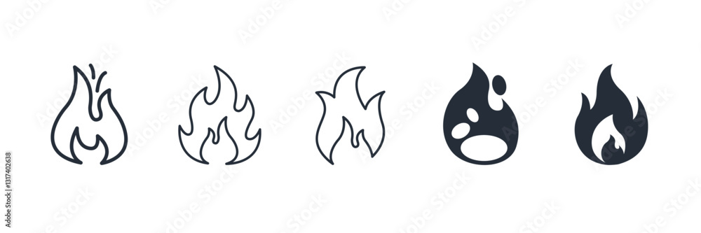 Poster fire flame icon symbol vector sign isolated on white background illustration for graphic and web des