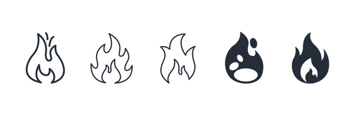 Fire flame icon symbol vector sign isolated on white background illustration for graphic and web design