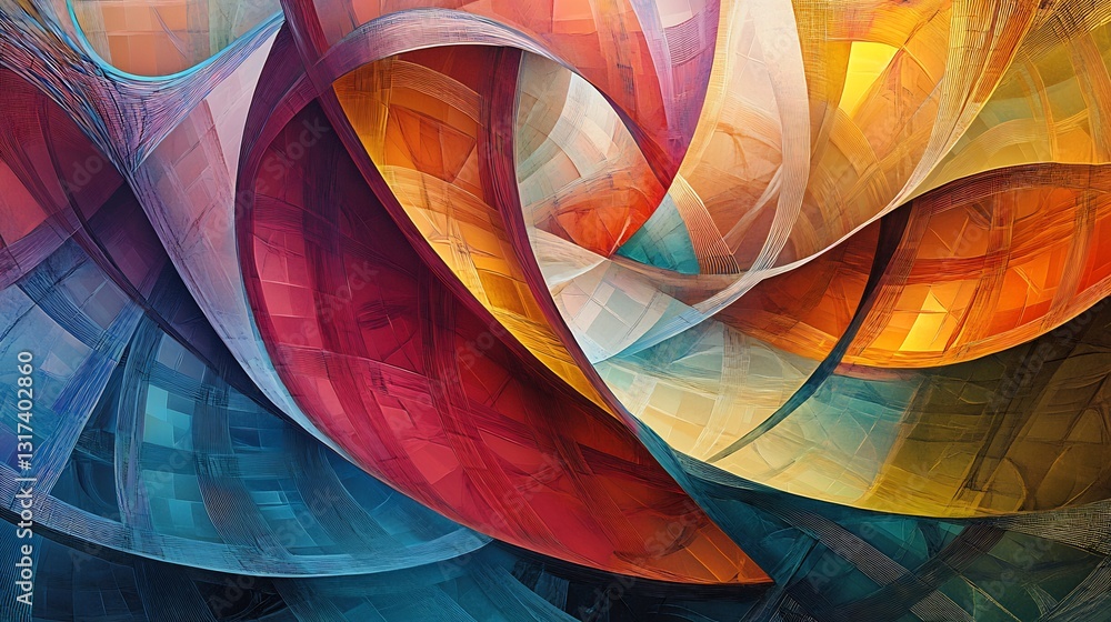 Aufkleber artistic representation of trade cycle featuring interwoven patterns symbolizing phases of economic 