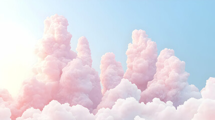Soft Pink Clouds Against a Blue Sky at Sunrise or Sunset