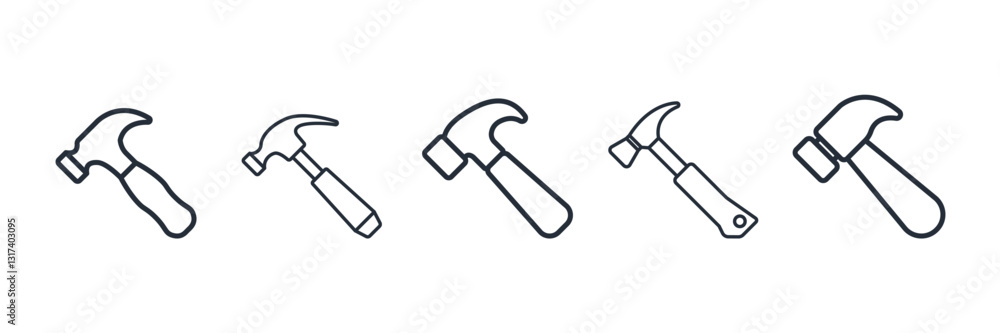 Poster hammer icon symbol vector sign isolated on white background illustration for graphic and web design