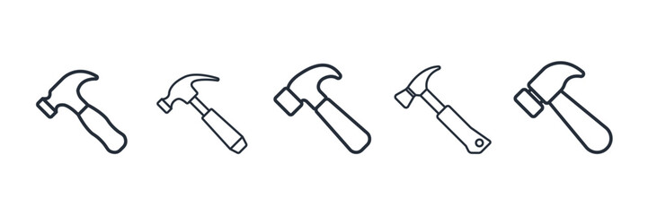 Hammer icon symbol vector sign isolated on white background illustration for graphic and web design