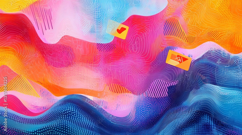 Aufkleber artistic visualization of affiliate marketing featuring layered pattern representing partnership dig
