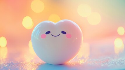 Cute smiling heart on bokeh background. (1)
