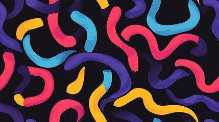 Obraz premium Abstract colorful simple vector line art on a Black background