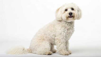 Obraz premium bolognese dog in full view on white studio background